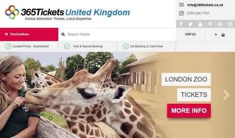365Tickets UK 世界中のアトラクションチケット予約ウェブサイト