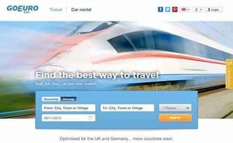 GoEuro公式サイト、英国旅行プラットフォーム