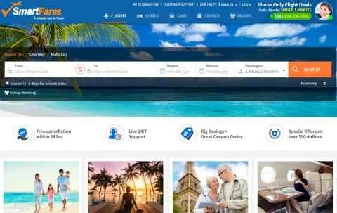 Smartfares公式サイト、米国旅行チケット予約プラットフォーム