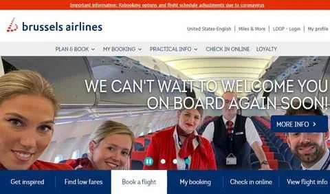 ブリュッセル航空（米国ウェブサイト）