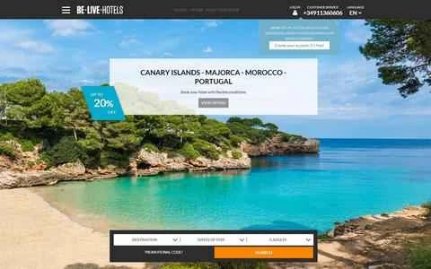 スペインのグローバルホテル予約プラットフォーム、Be Live Hotelsの公式サイト