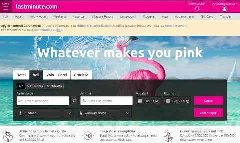 ラストミニットイタリア公式サイト、ヨーロッパオンライン旅行ウェブサイト